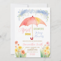 April Showers Bring May Flowers Red Umbrella