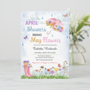 April Showers Bring May Flowers Spring Baby Shower Invitation