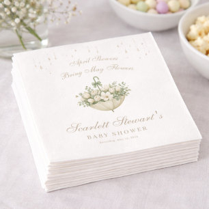 April Showers Bring May Flowers Spring Baby Shower Napkin