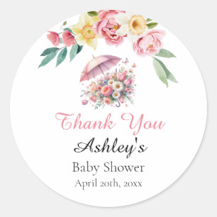 April Showers Brings May Flowers Baby Shower Favou Classic Round Sticker