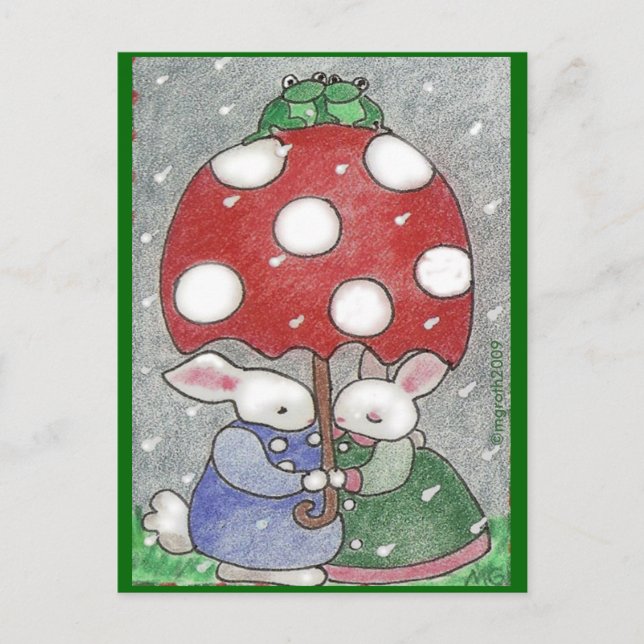 April showers bunny postcard (Front)