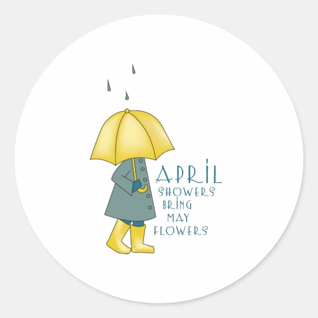 April Showers Classic Round Sticker (Front)