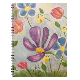 April Showers. Colourful, Abstract Floral Art Notebook