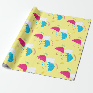 April Showers Dual Umbrellas Wrapping Paper