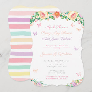 April Showers May Flowers Girl Pastel Baby Shower Invitation
