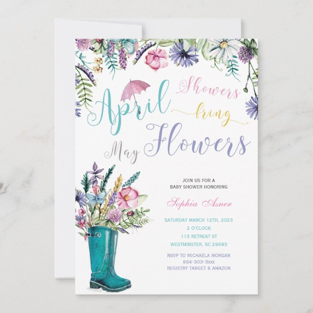 April Showers May Flowers Invitations (Front)