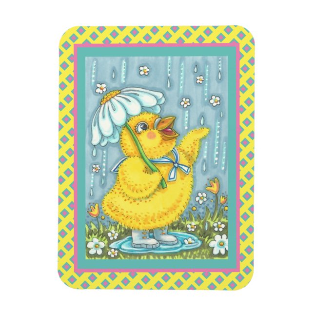 APRIL SHOWERS MAY FLOWERS, SPRING CHICK MAGNET (Vertical)