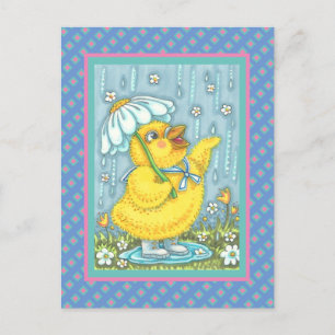 APRIL SHOWERS MAY FLOWERS, SPRING CHICK POSTCARD