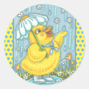 APRIL SHOWERS SPRING CHICK, CHICKEN STICKERS Sheet