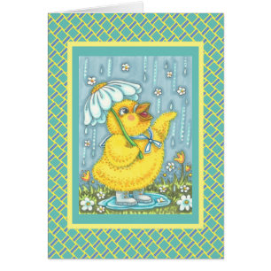 APRIL SHOWERS, SPRING CHICK NOTE GREETING CARD V