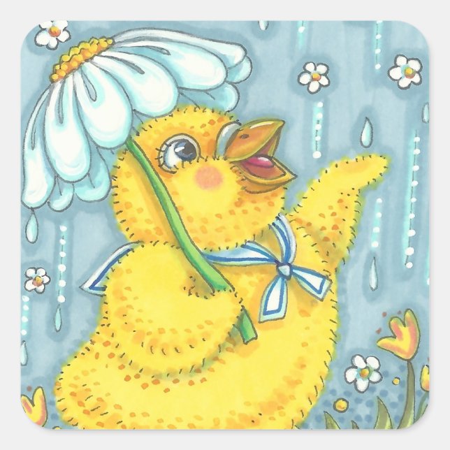 APRIL SHOWERS SPRING CHICK STICKERS Sheet (Front)