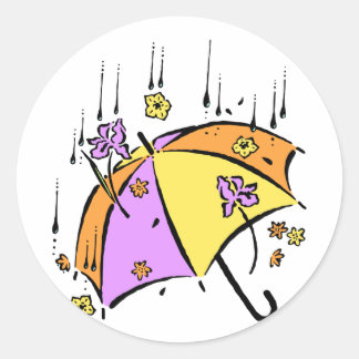 April Showers Umbrella Classic Round Sticker