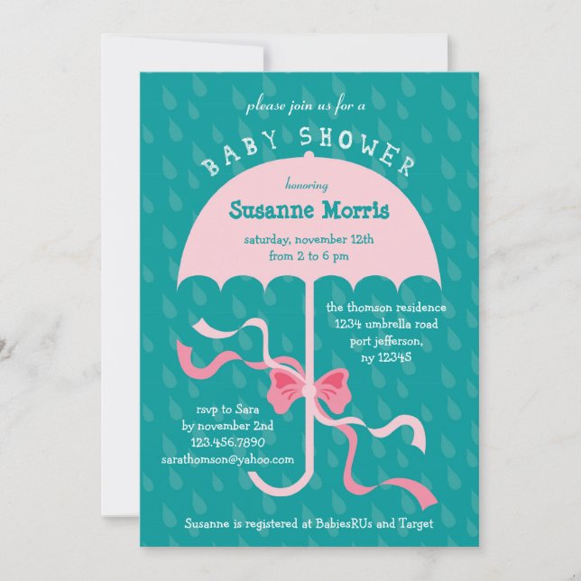 “April Showers” Umbrella Girl Baby Shower Invitati Invitation (Front)