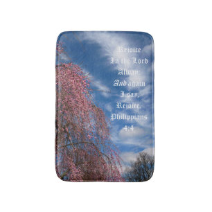 April Sky with Philippians 4:4 Bath Mat