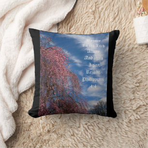 April Sky with Philippians 4:4 Cushion