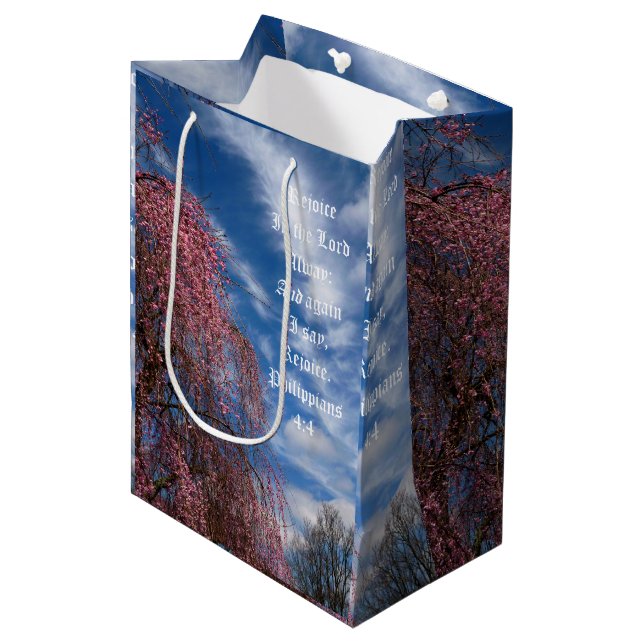 April Sky with Philippians 4:4 Medium Gift Bag (Front Angled)