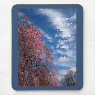 April Sky with Philippians 4:4 Mouse Pad