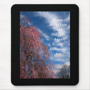 April Sky with Philippians 4:4 Mouse Pad