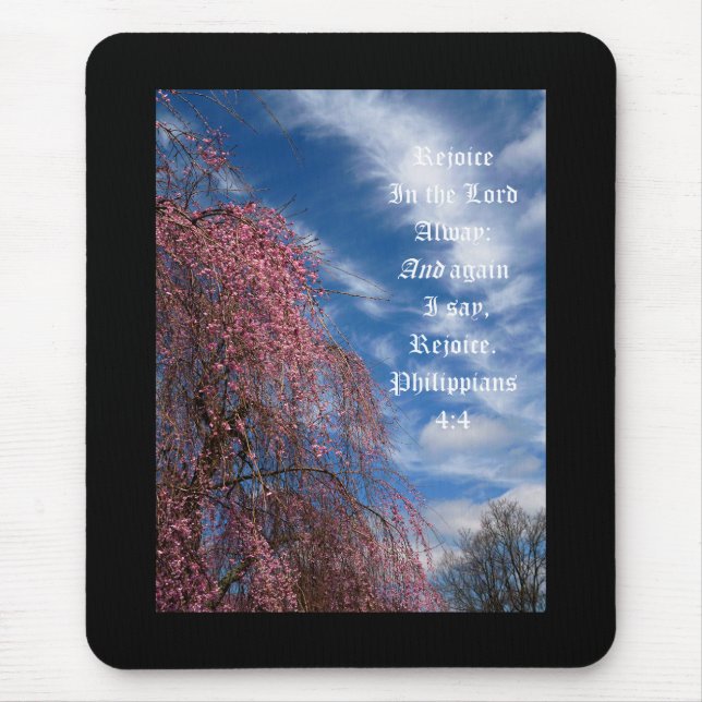 April Sky with Philippians 4:4 Mouse Pad (Front)