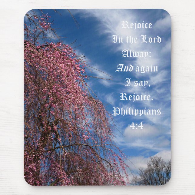 April Sky with Philippians 4:4 Mouse Pad (Front)