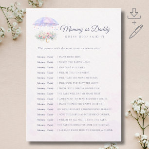 April Spring Baby Shower Guess Who Said It Card