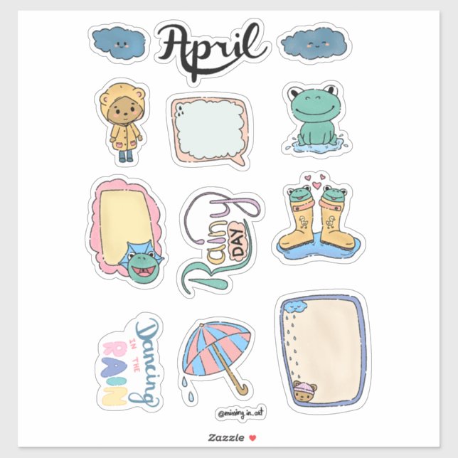 April Sticker Sheet – Rainy Days (Sheet)