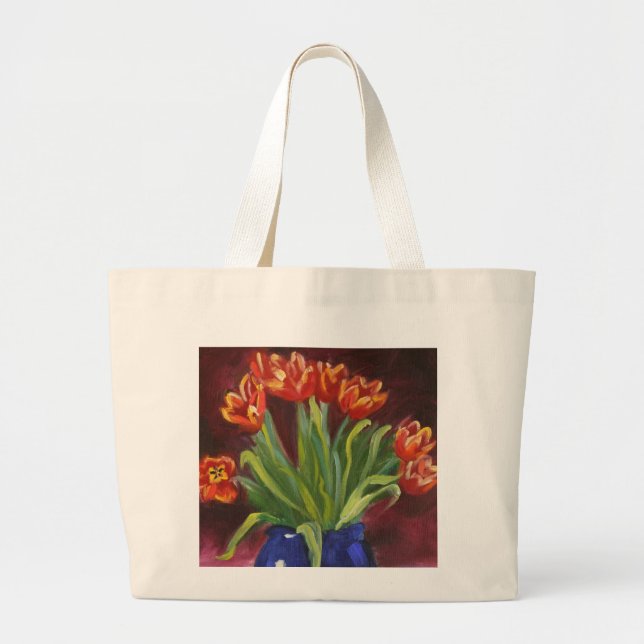 "April Tulips" Large Tote Bag (Front)