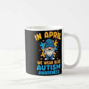 April wear blue autism acceptance gnome puzzle coffee mug