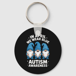 April wear blue gnomes autism awareness key ring
