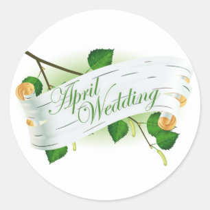 April Wedding : leaves of the season : Classic Round Sticker