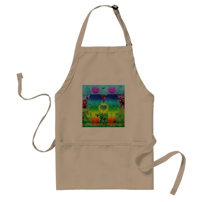Apron Abstract Grunge Rainbow Love (Front)