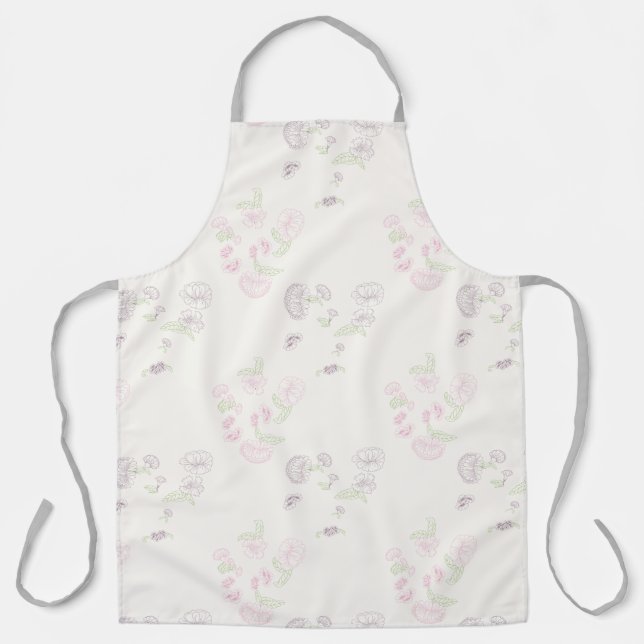 Apron Allover print Pink Purple Water Lily Foral  (Front)