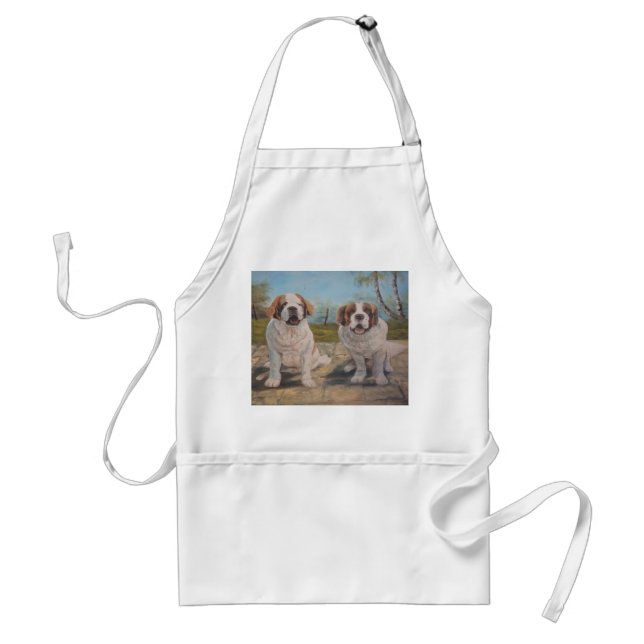 Apron Ann Hayes Painting Two St. Bernards (Front)