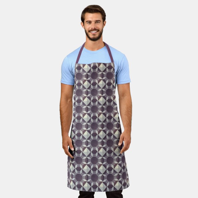 Apron (ao) - Quilt Pattern in Purple and White (Worn)