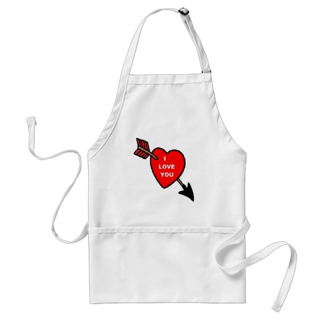 Apron Arrow Thru Heart Red, I Love You (Front)
