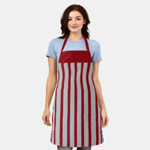 Apron Cafe Crimson and Gray Stripe