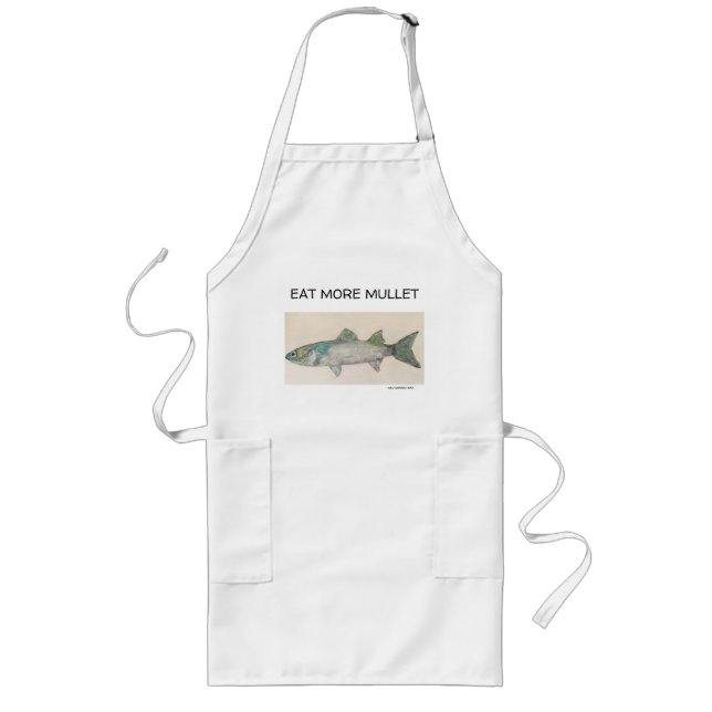 Apron Eat More Mullet, Clean Minimal Fish Apron (Front)