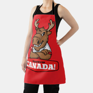 Apron Elbows Up Canada! Funny Moose Holding Flag