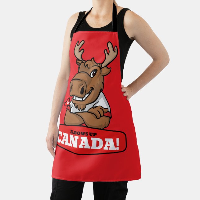 Apron Elbows Up Canada! Funny Moose Holding Flag  (Insitu)