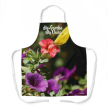 Apron featuring garden flowers and butterfly