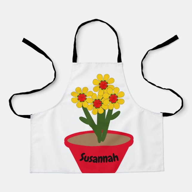 Apron - Flower Pot with Yellow Flowers (Front)
