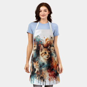 Apron For Cat Lovers - Artistic Paint Splashes 