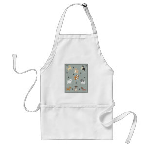 Apron for Dog Bath with Cute Illustrated Dogs