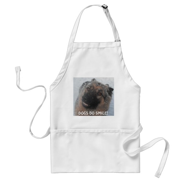 Apron German Shepherd In The Snow Smiling (Front)