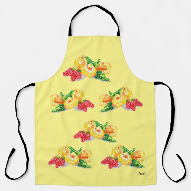 Apron : Japanese Plum's with Strawberries (Front)