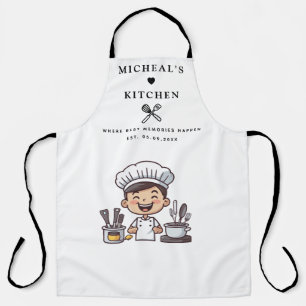 Apron   Personalized Kitchen Name & Male Chef 