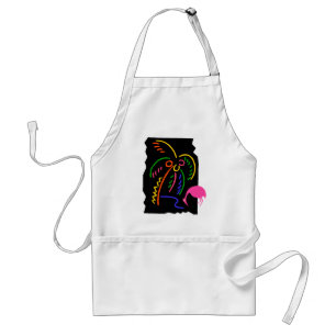 APRON ~ RETRO NEON PALM & FLAMINGO APRONS TIKI BAR