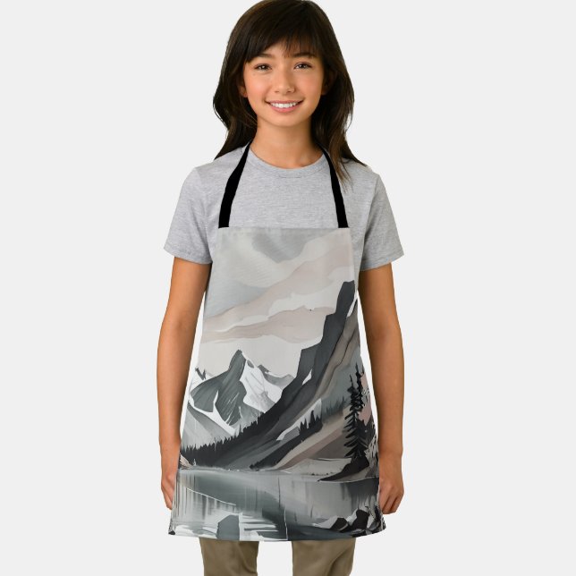Apron S TEE Mountain Lake Scene graphic (Insitu)
