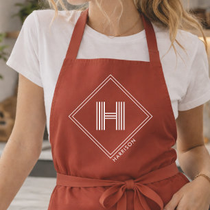 Apron Stylish Geometric Initial Monogram
