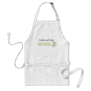 Apron with an apple and the inscription “mom”.